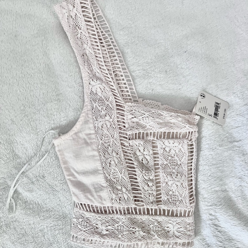 Free People Lace Caged Crop Tank Top